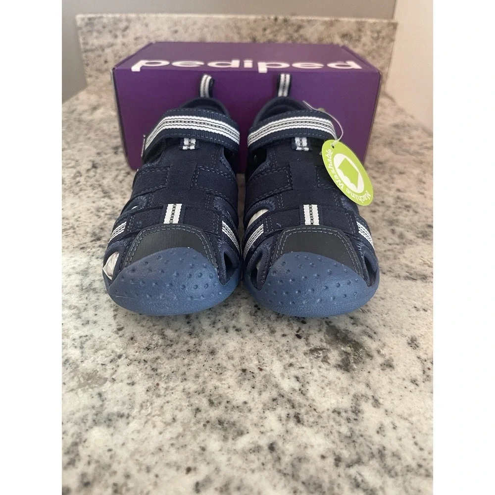 Pediped Flex Sahara Sandal Boys Navy Blue (Little Kid) Size 12, Brand New In Box